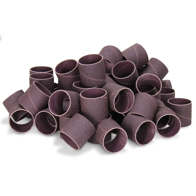 1-1/2" x 1-1/2" Aluminum Oxide Spiral Bands, No Lap Sanding Sleeves - 50 Pack