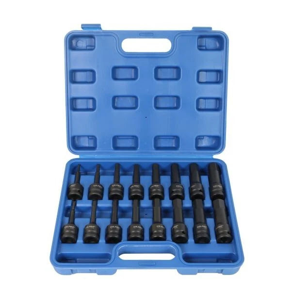 Us Pro Impact Hex Bit Socket Set 1/2 Drive H4-h19 78mm Cr-mo Metric