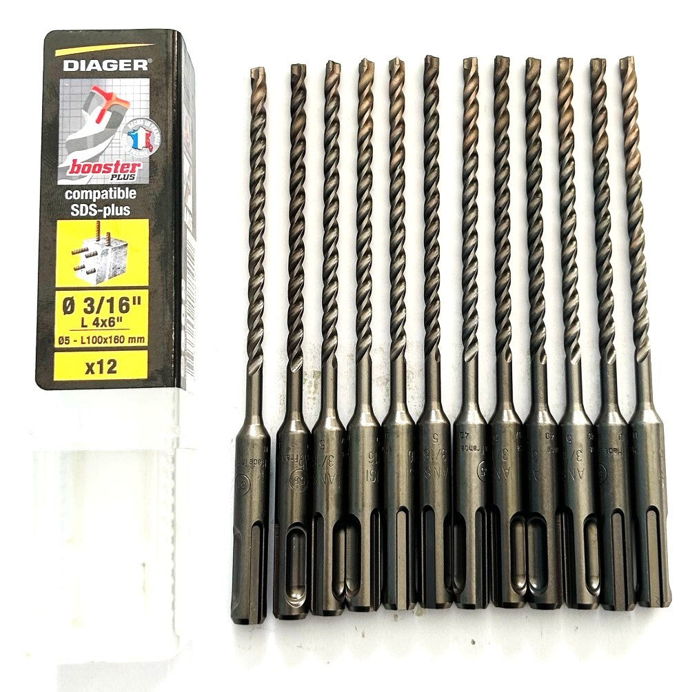 12 Diager Booster 3/16" SDS Plus Drill Bits