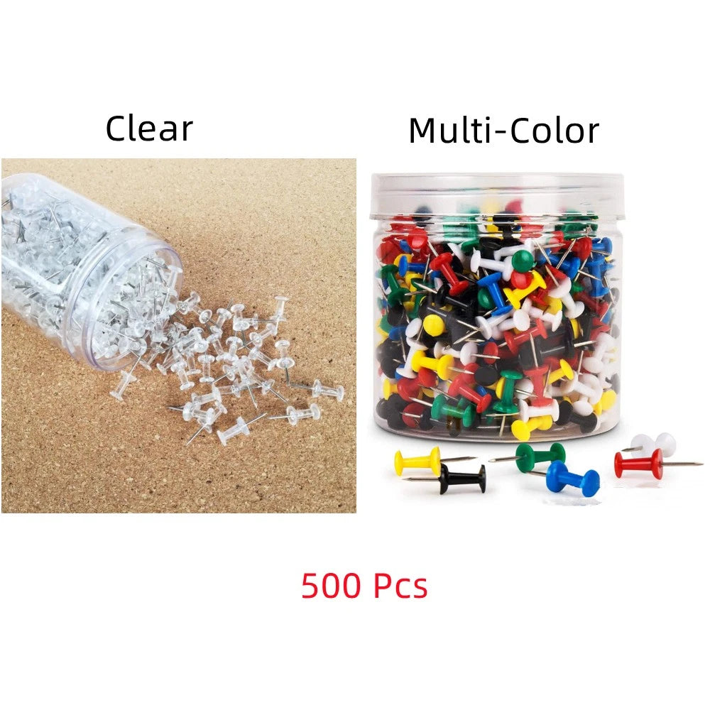 500pack Reusable Thumbtacks Anti-rust Colorful Push Pins 23mm Thumb