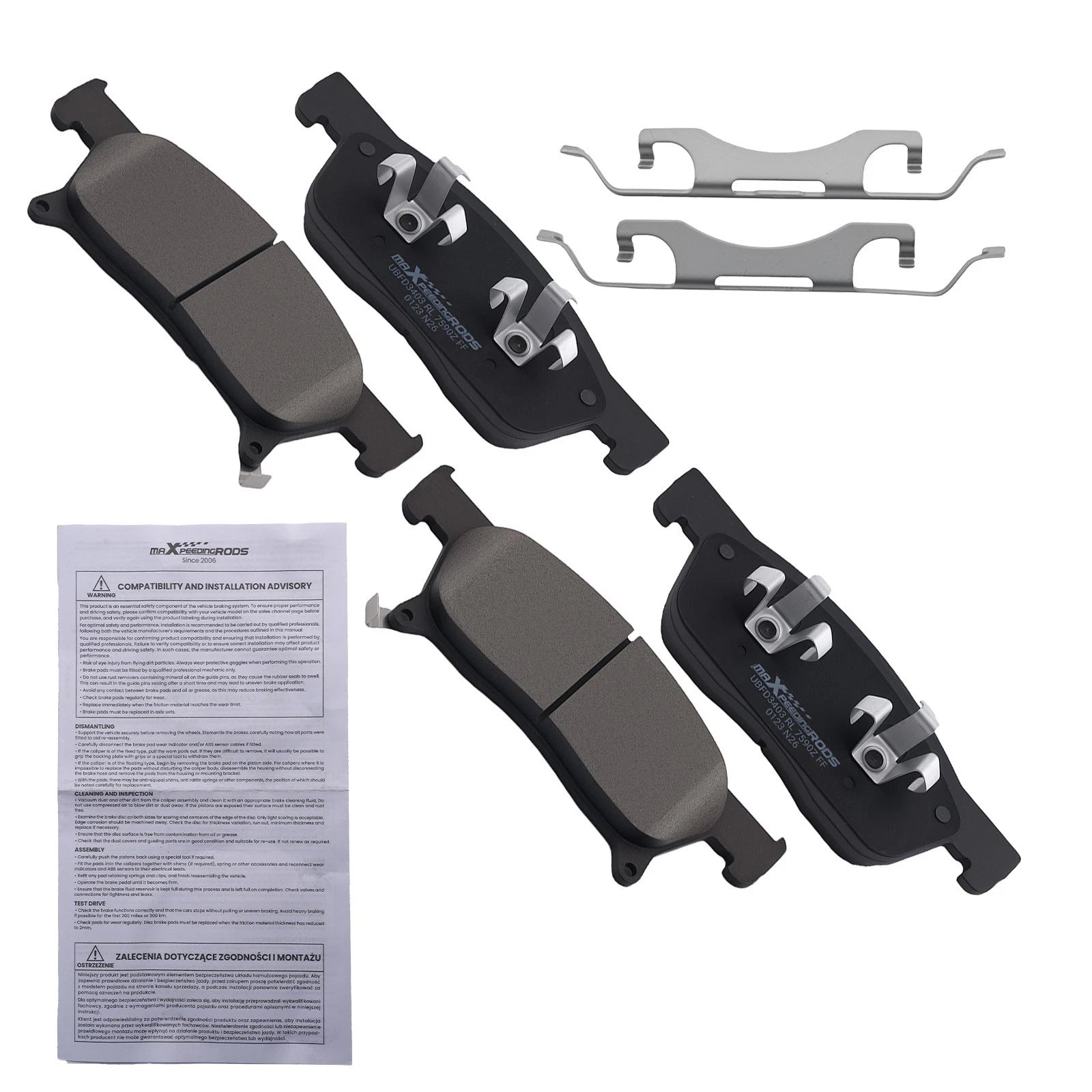 4pcs Front Ceramic Brake Pads Set for Subaru Ascent 2019-2025 D2170 w/Hardwares