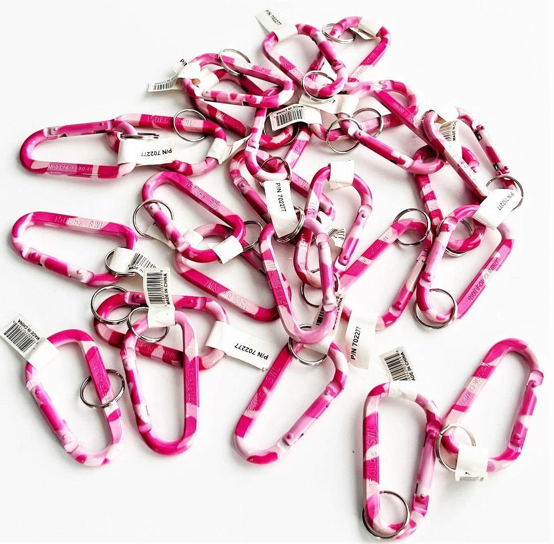 25 Pink Camouflage 3" Aluminum Carabiner Snap Hook Link Key Chain