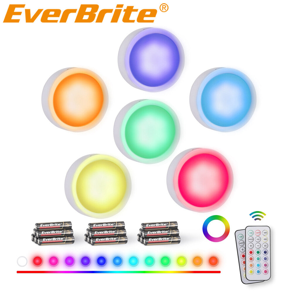 EverBrite 6PCS Puck Lights Wireless LED Puck Light 13 RGB Colors