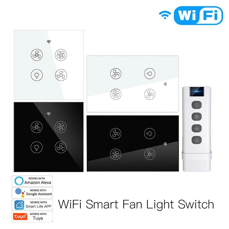Wifi Rf Smart Ceiling Fan Light Wall Switch Smart Life/tuya App
