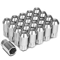 Open End M12x1.5 50mm Tall 25mm Od Silver Aluminum Jdm Lug Nuts+lock
