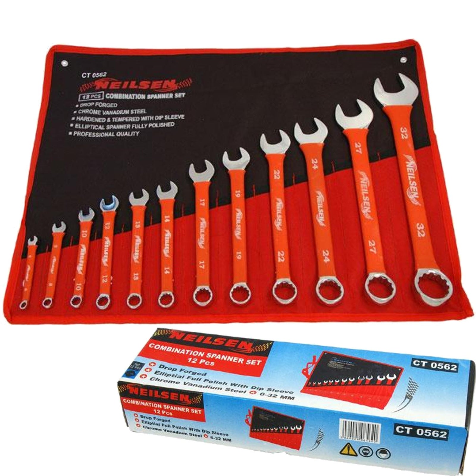 Neilsen 12pc Soft Grip Metric Combination Spanner Wrench Set 6mm - 32mmOpens in 
