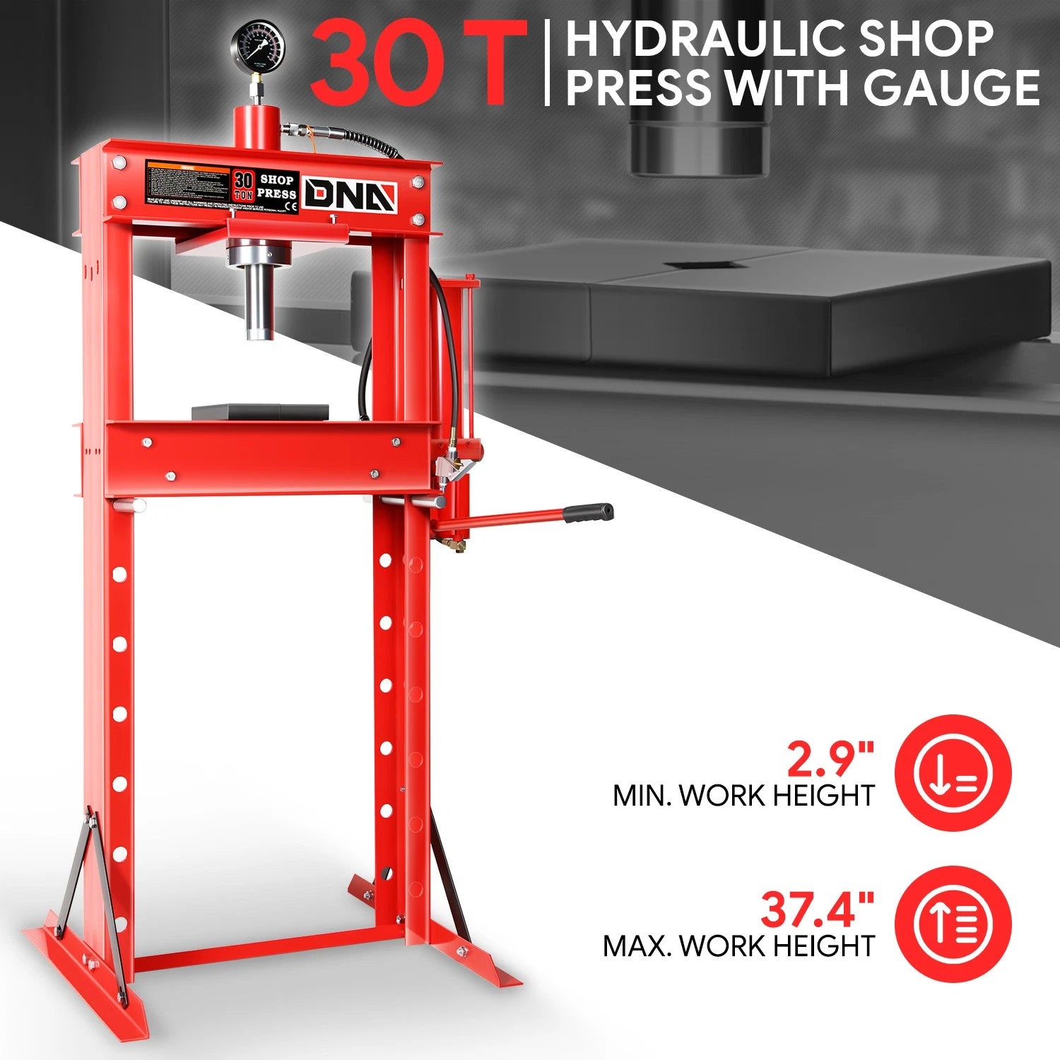 30 Ton 66139 Lbs. Air Hydraulic H-frame Garage | Built Supply Co