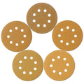 100PC 125mm 8-H Gold Sanding Disc 60/80/120/220/320 Grit 5in Hook Loop