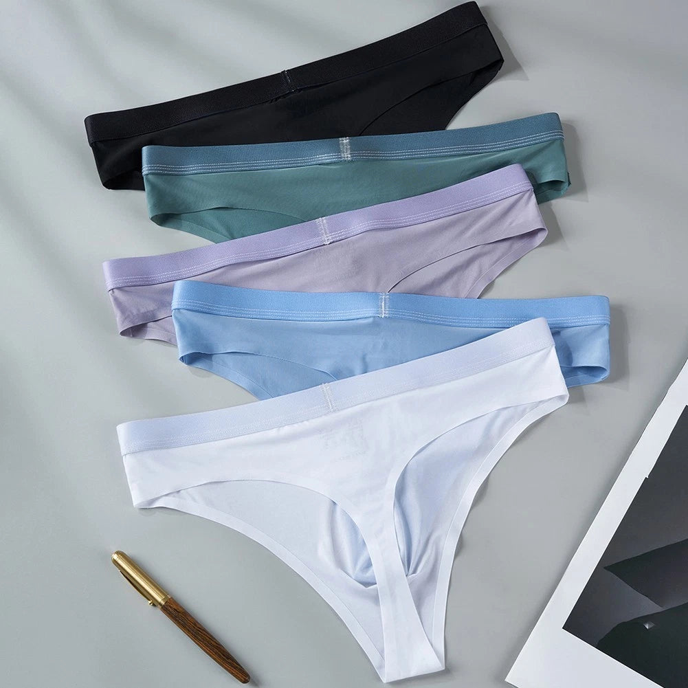 Lightweight Men Ice Silk G-string 3d Bulge Pouch Solid Color Quick