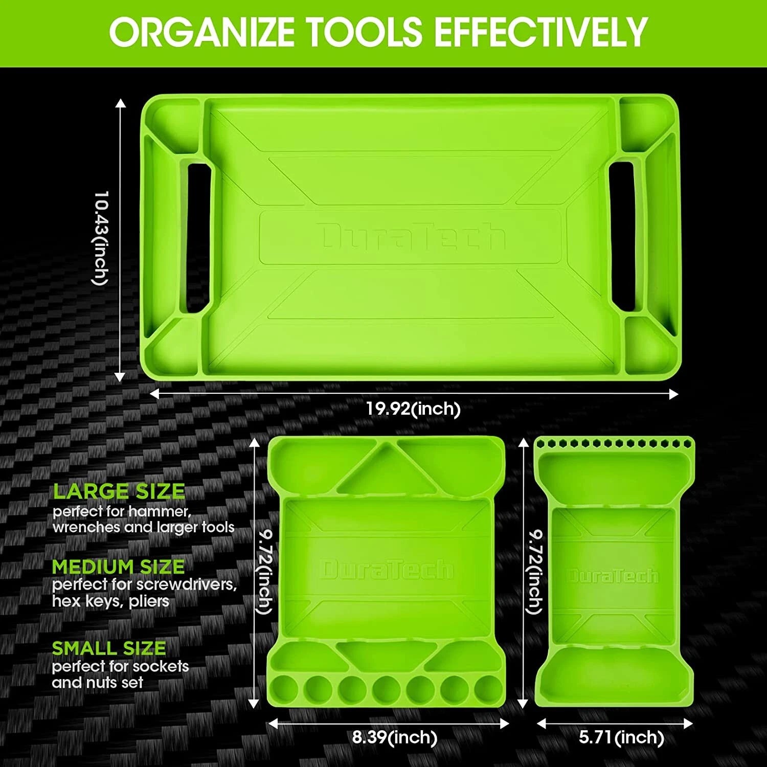 Duratech 3-pack Flexible Tool Tray Silicone Tool Holder For Mechanics