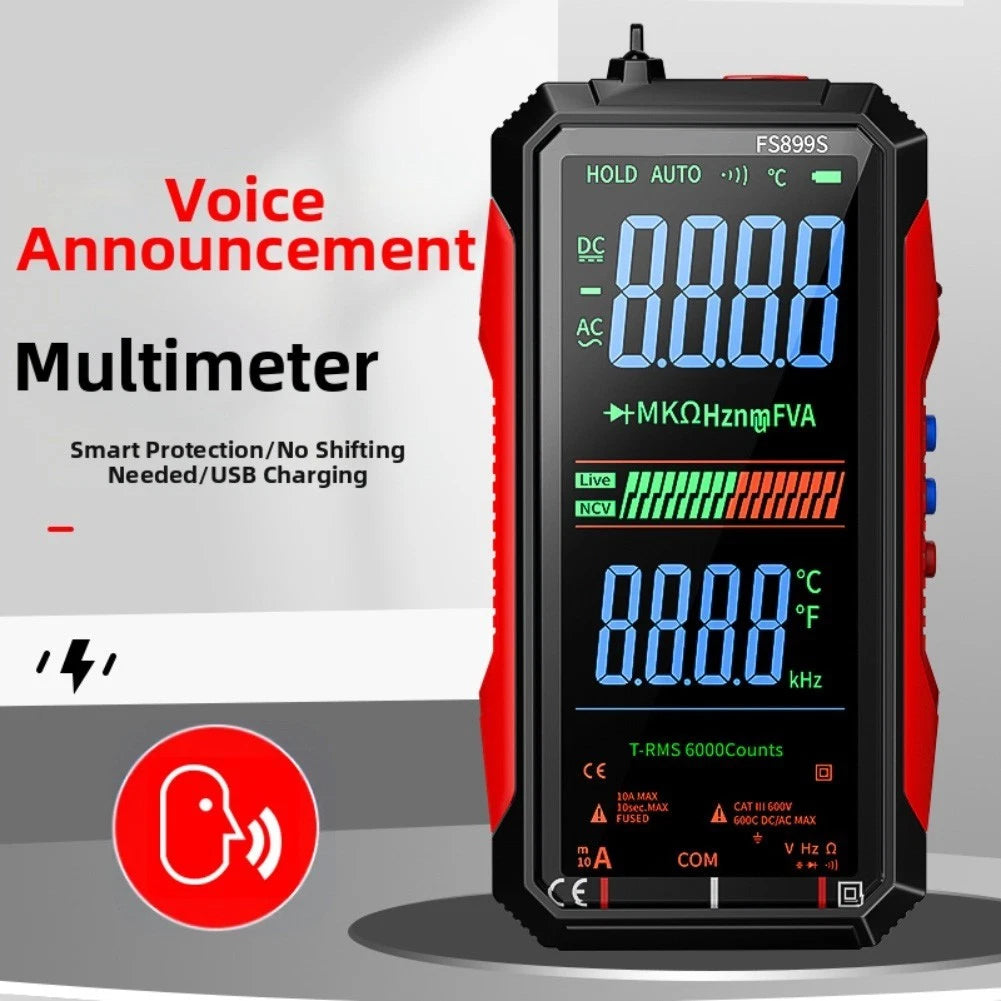 Fs899s Digital Multimeter With Flashlight And Auto Ranging For