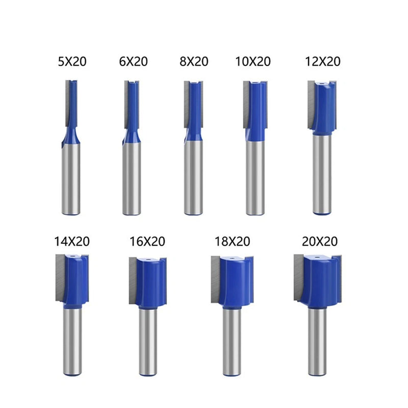 8mm Shank Straight Router Bit Double Flute Wood Milling Cutter For