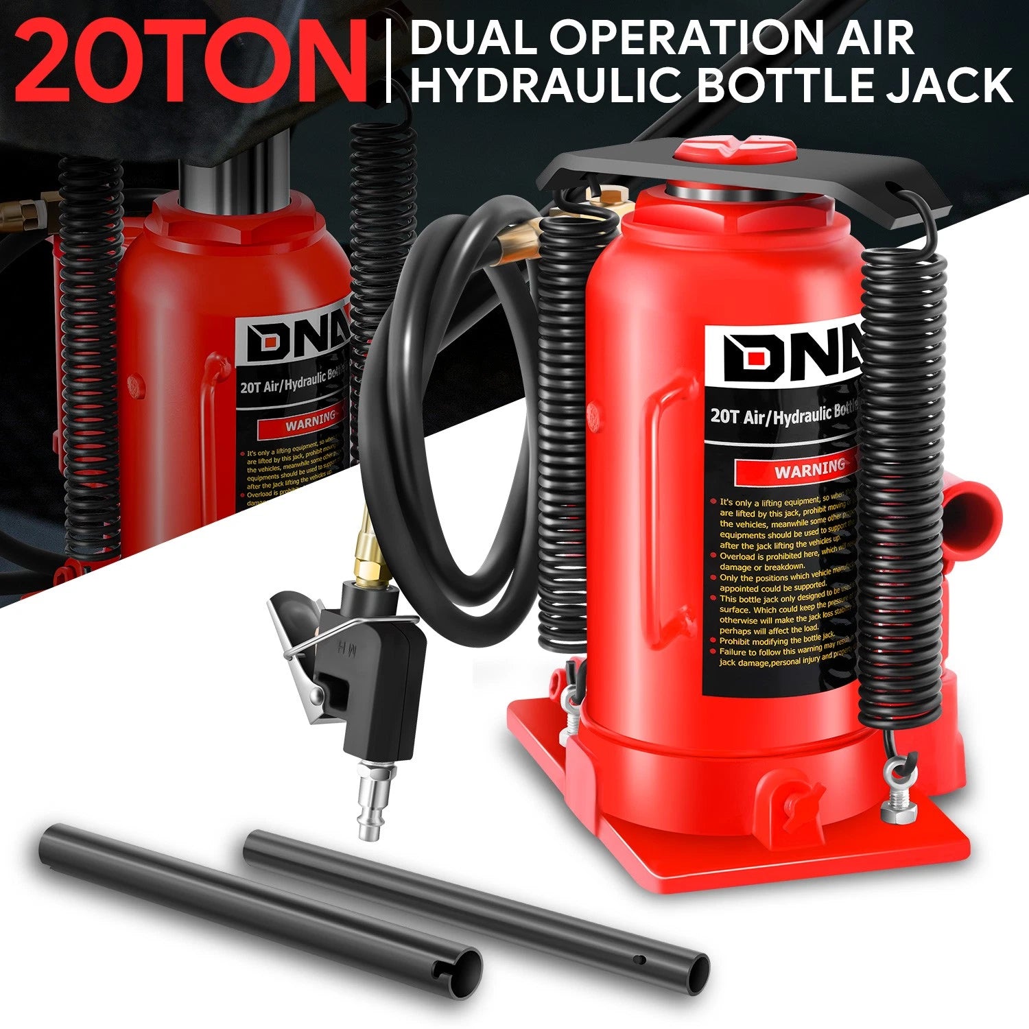 Air Hydraulic Bottle Jack 20 Ton Manual Hand Pump | Built Supply Co