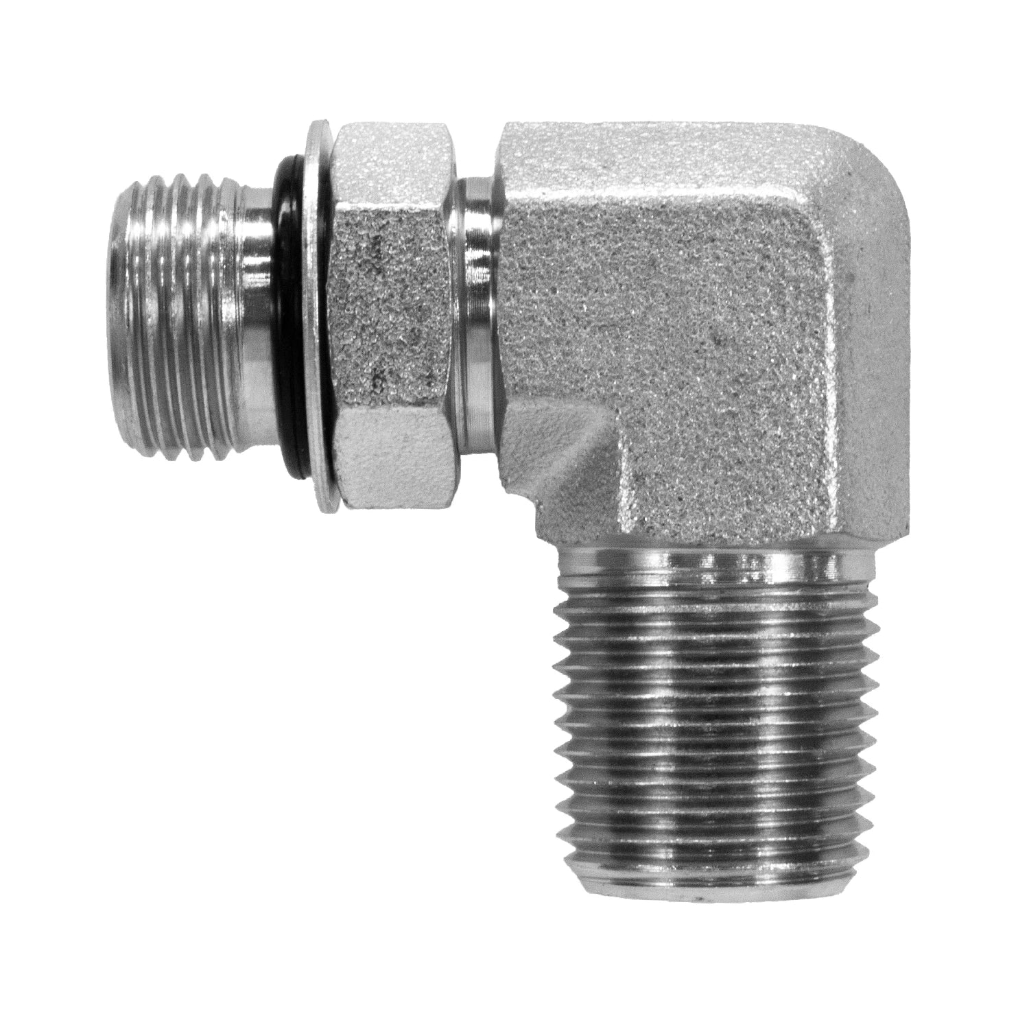 6806-04-02  HYDRAULIC ADAPTER  1/4" MALE BOSS SWIVEL X 1/4" MALE PIPE 90 DEGREE