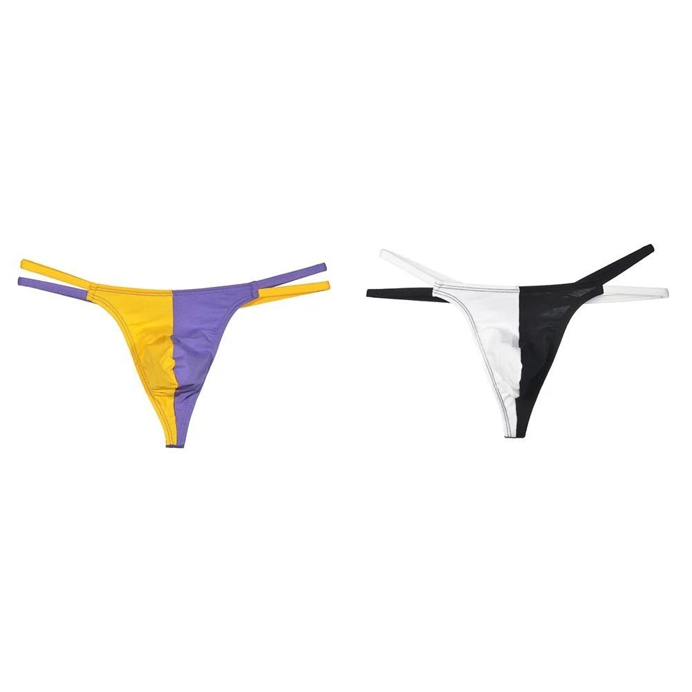 Men's Low Rise Cotton Breathable Thong Underwear With Pouch For