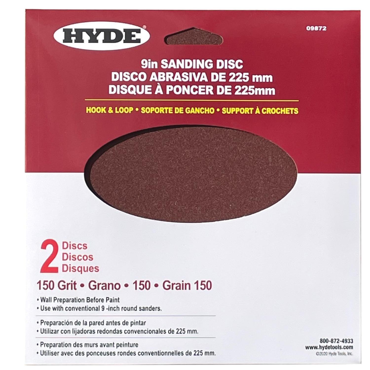 Hyde 9"/225mm Wall Sanding Discs Hook & Loop 150 | Built Supply Co
