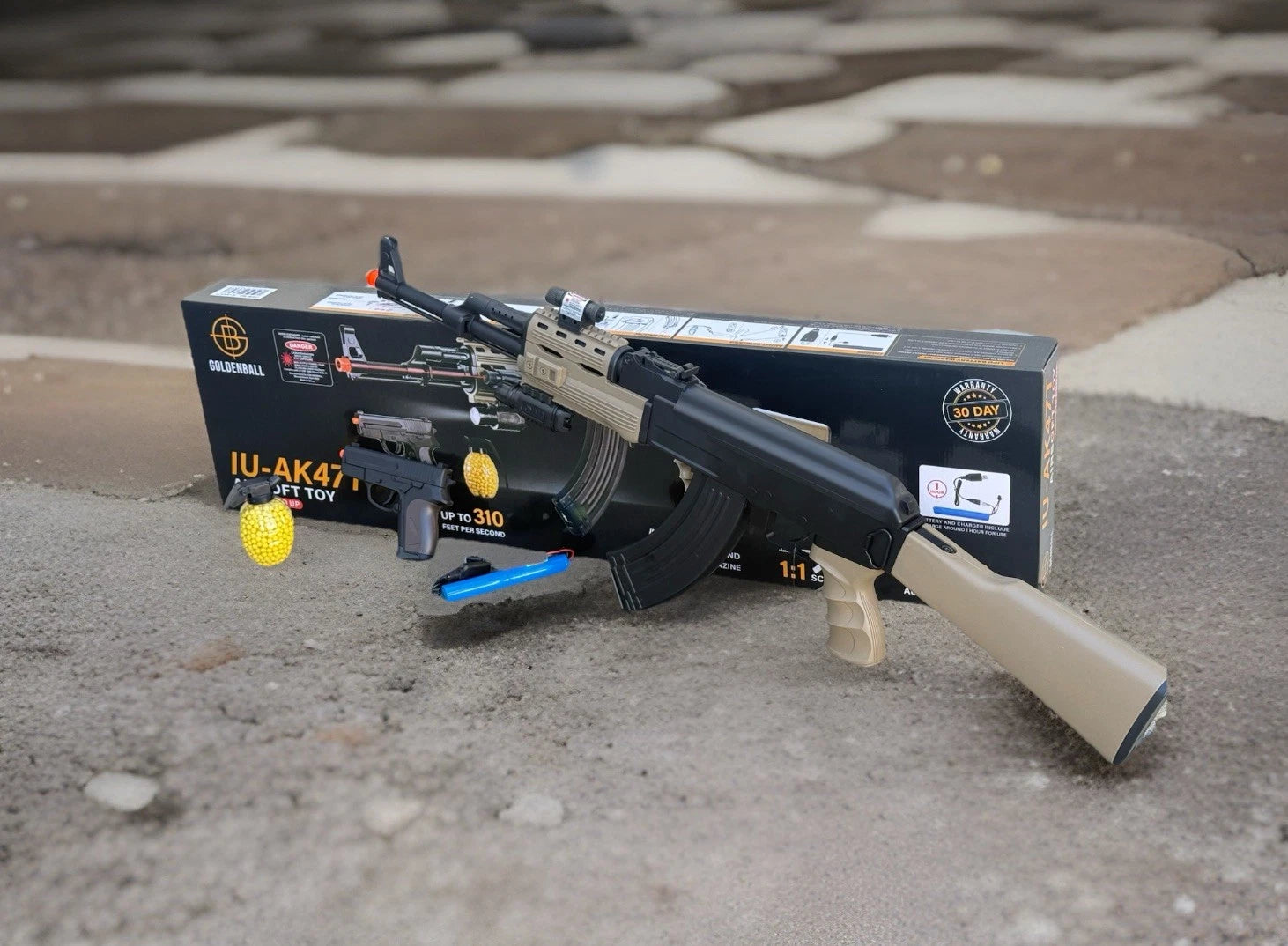 Cyma Tactical Ak47 Aeg Airsoft Riffle Bb Gun W/laser, Pistol,&