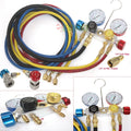 4 Way Mini Split Ac Manifold Gauge Set R410a R22 R134a W/ Hoses Quick