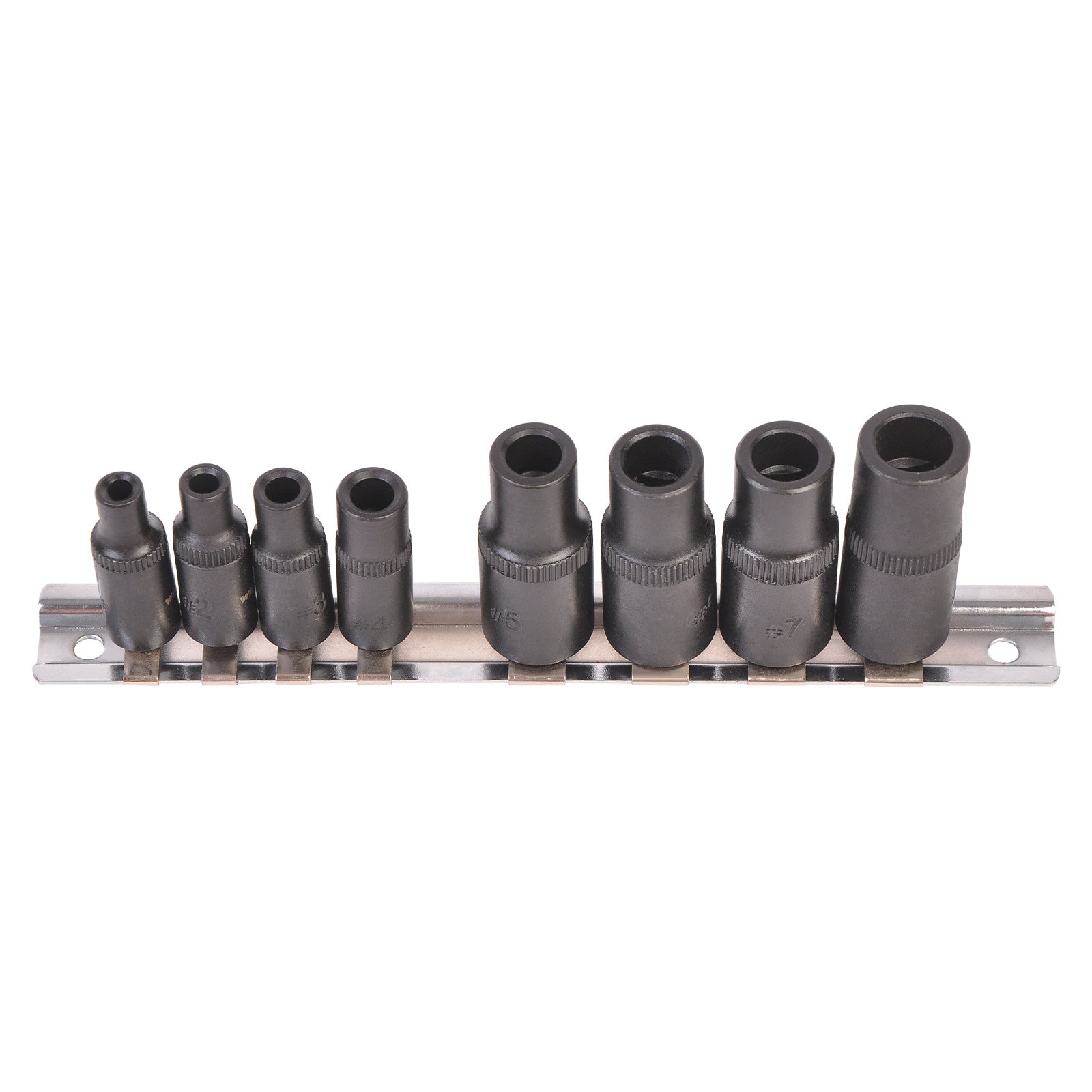 3/8"D and 1/4"D Taps Magnetic Socket Set 8pc Magnetic Hold on Socket Rail Tools