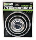 Grip Tools 6", 4" 3" Polished Stainless Steel Magnetic Parts Tray Set