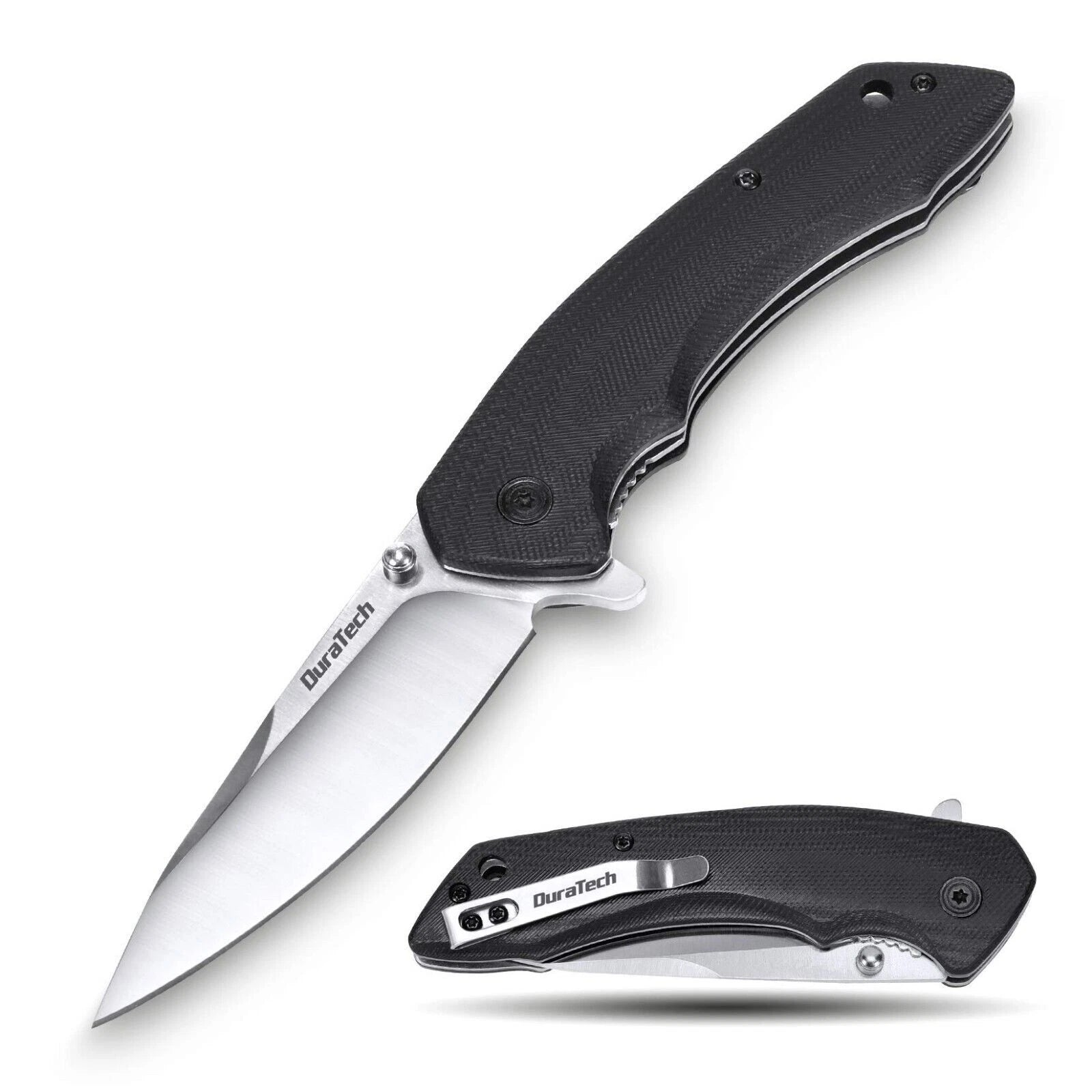 Duratech 3-1/4" Folding Knife Stainless Steel Blade Smooth G10 Handle