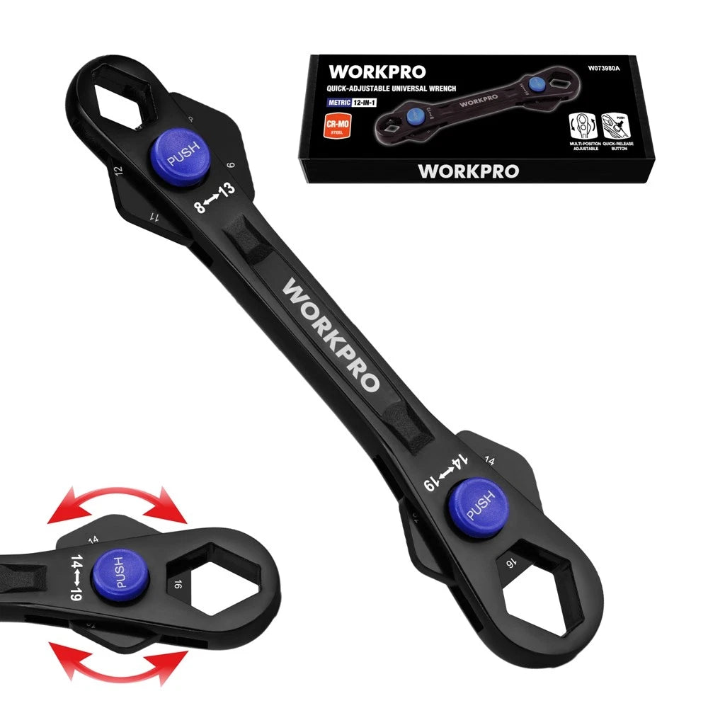 Workpro 12-in-1 Universal Adjustable Wrench W/multi-positi<wbr/>on