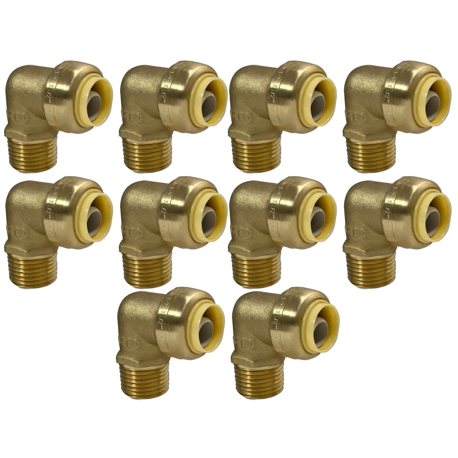 XFITTING 1/2" Push Fit x 1/2" Male NPT Elbow - 10 Pack