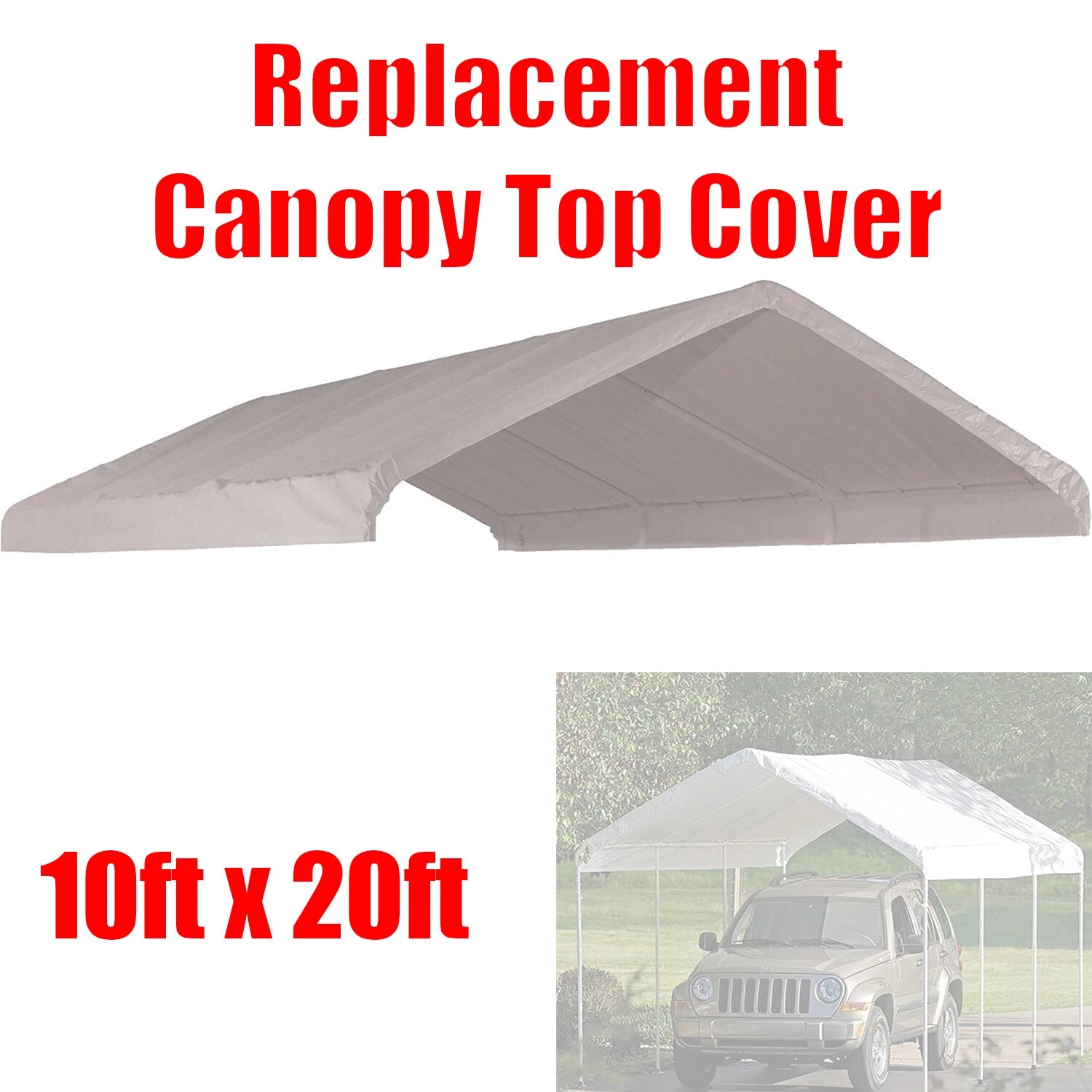 20 Feet Roof Top Cover White Tarp For Replacement Outdoor Canopy