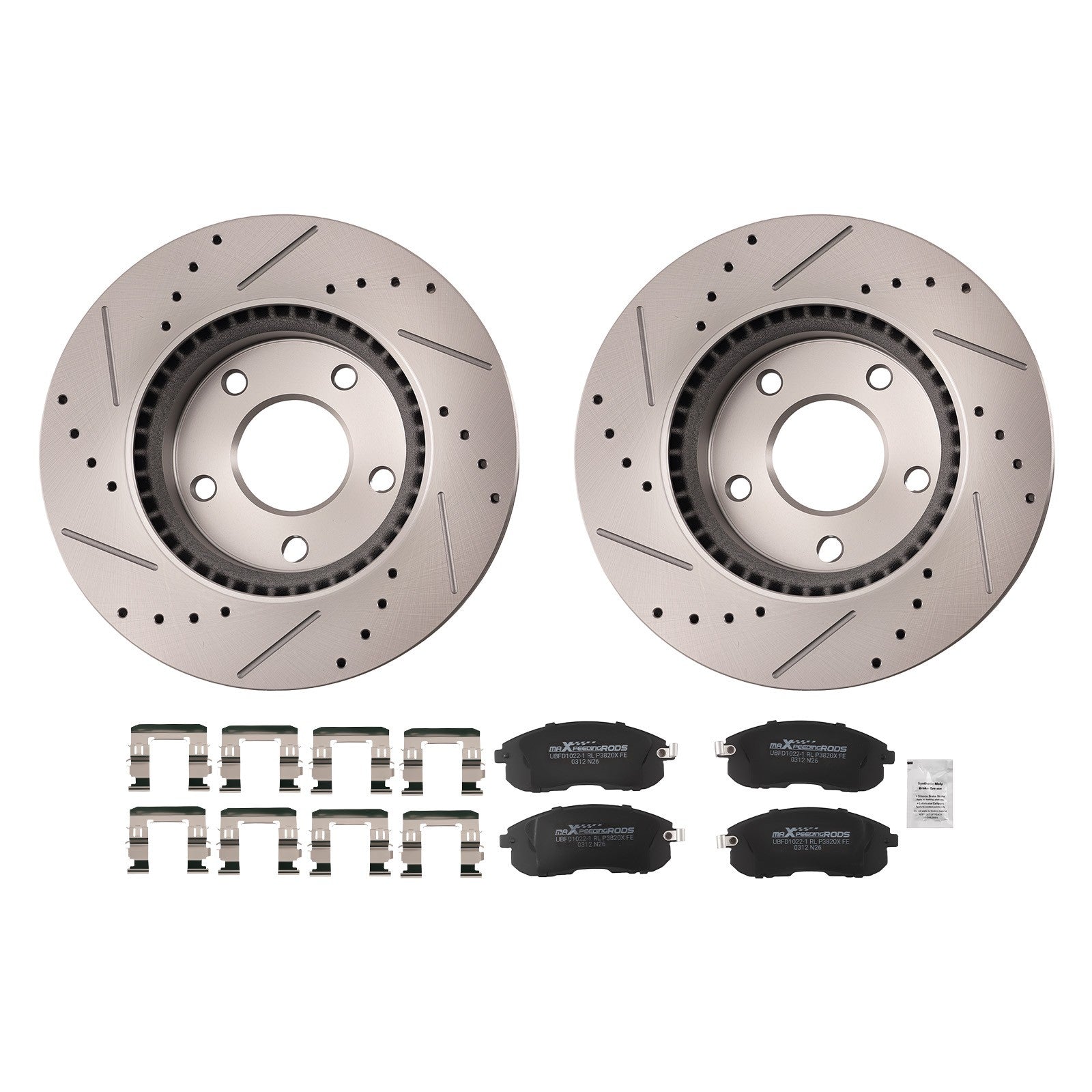 Front Drilled Slotted Brake Rotors with Pads for Nissan Sentra