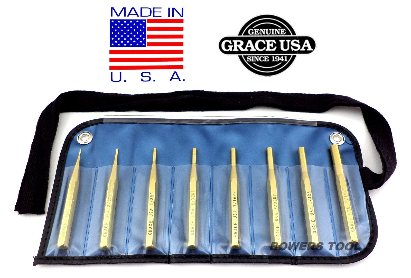 Grace Gunsmith Brass Roll Pin Punch Set 8pc
