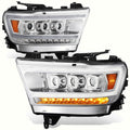 Fit 19-24 Ram 1500 Big Horn Laramie Longhorn Pair Chrome/amber Led