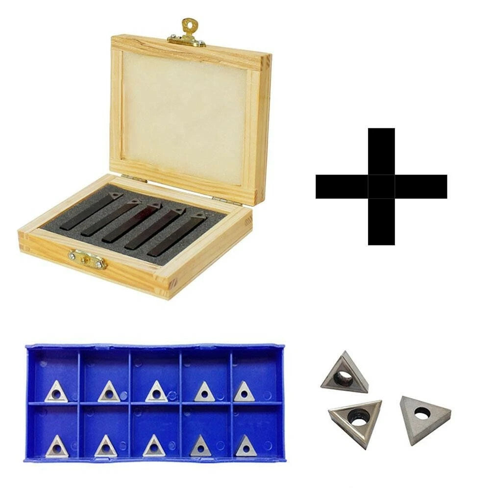 1/4'' Indexable Carbide Insert Lathe Turning Tool Bit + Tips