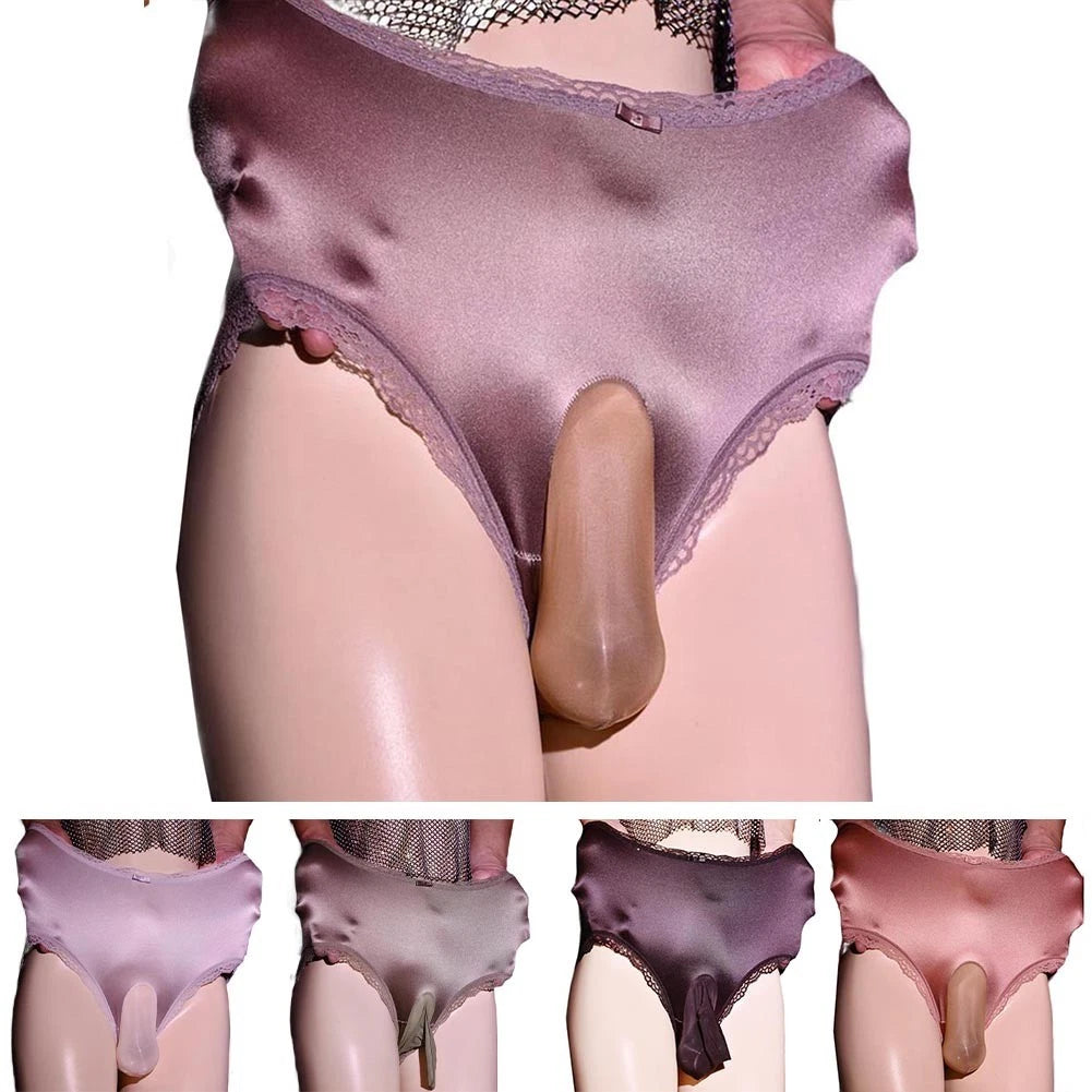 Mens Sexy High Waist Underwear Lace Briefs With Hollow Design And