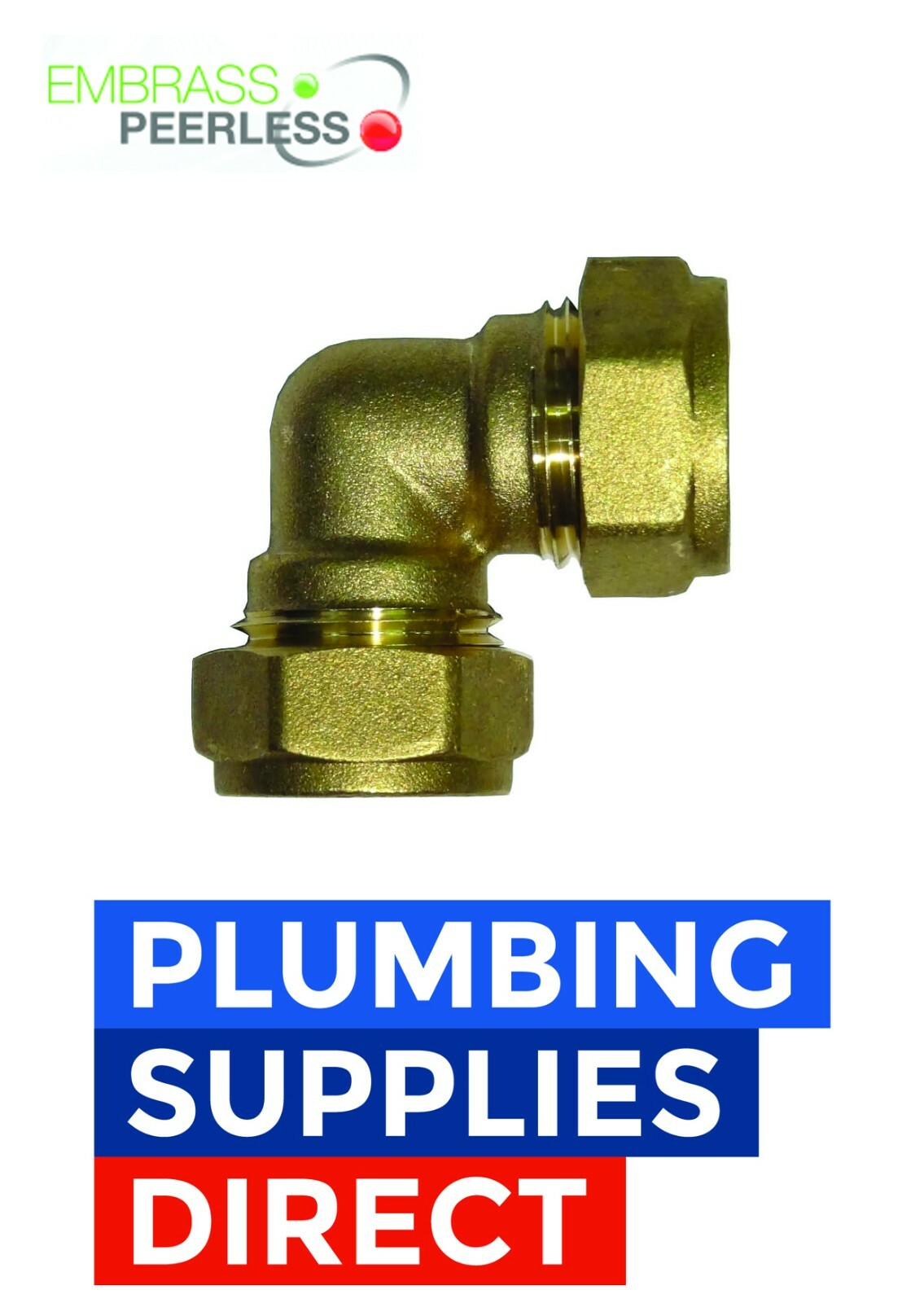 Embrass Peerless Compression Brass 90° Elbow 15mm