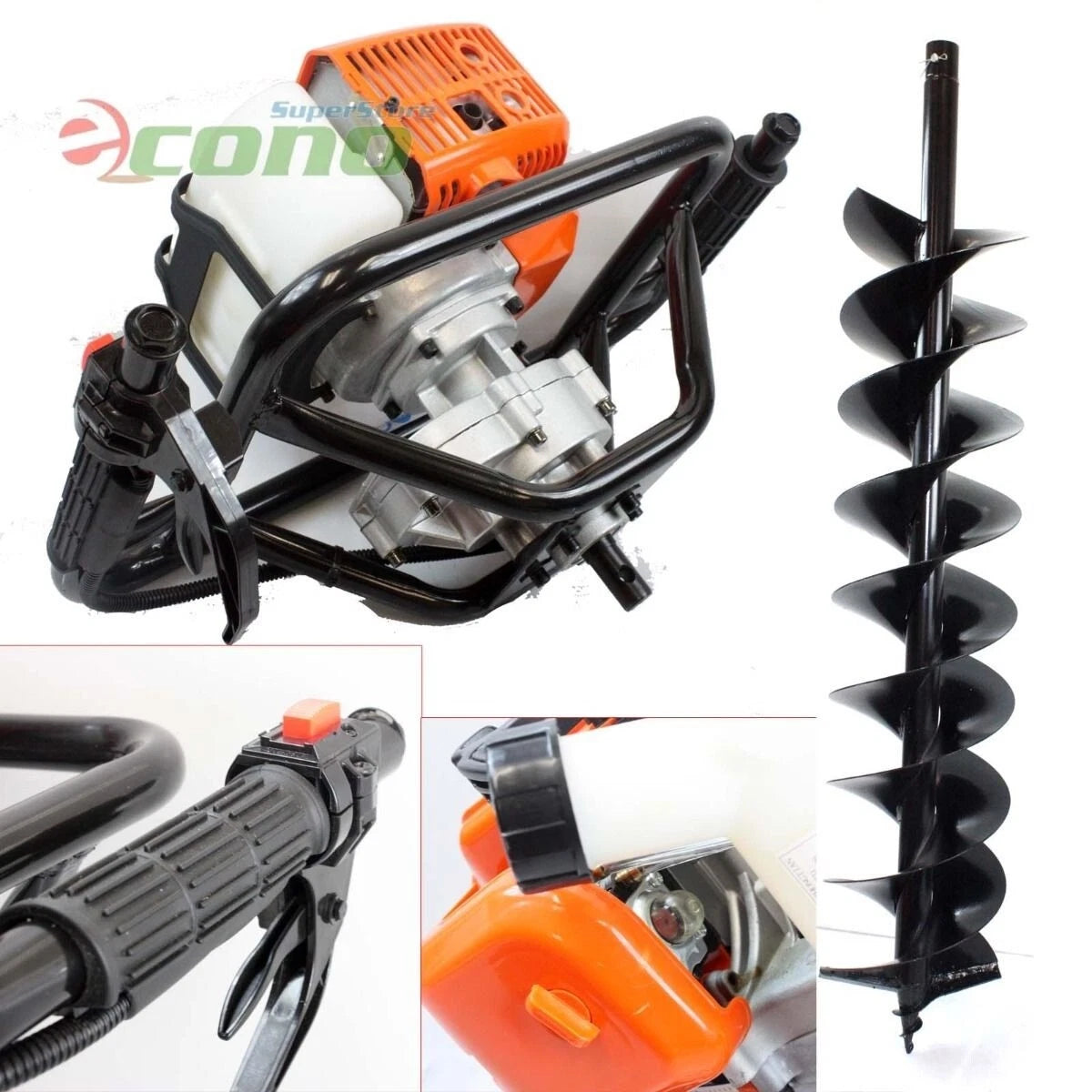 One Man 52cc Gas Power Earth Post Hole Auger Machine 8" 1m Hard Soil
