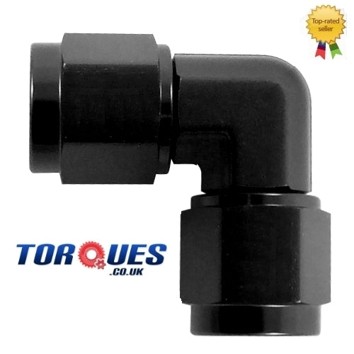 AN -8 90 Degree Female to Female Forged Adapter Black