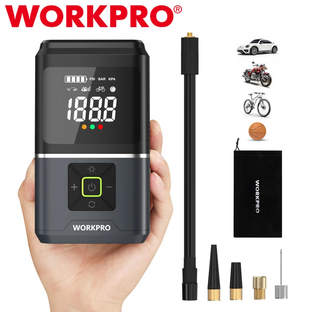 WORKPRO Tire Inflator 7.2V Portable Air Pump Compressor 150PSI Portable Air Pump