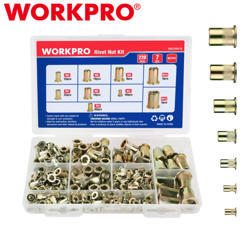 WORKPRO 220PCS Metric Rivet Nuts Set by WORKPRO