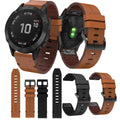 20 22 26mm Leather Watch Wristband Strap For Garmin Fenix 7x 7 6 6x 6