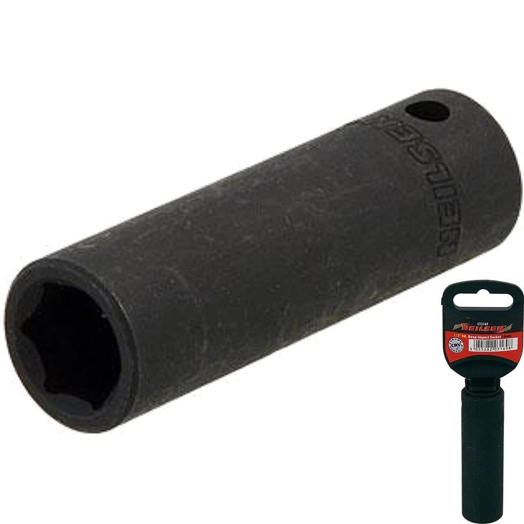 Neilsen 1/2" Drive Standard Deep Square Metric Single Impact Socket