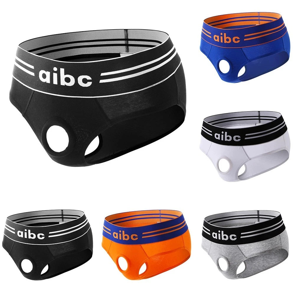 Underwear Black White Gray Orange Blue Front Open Hole Brand New