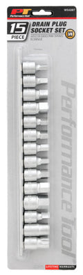 Performance Tool 15-Piece Drain Plug Socket Set by Performance Tool