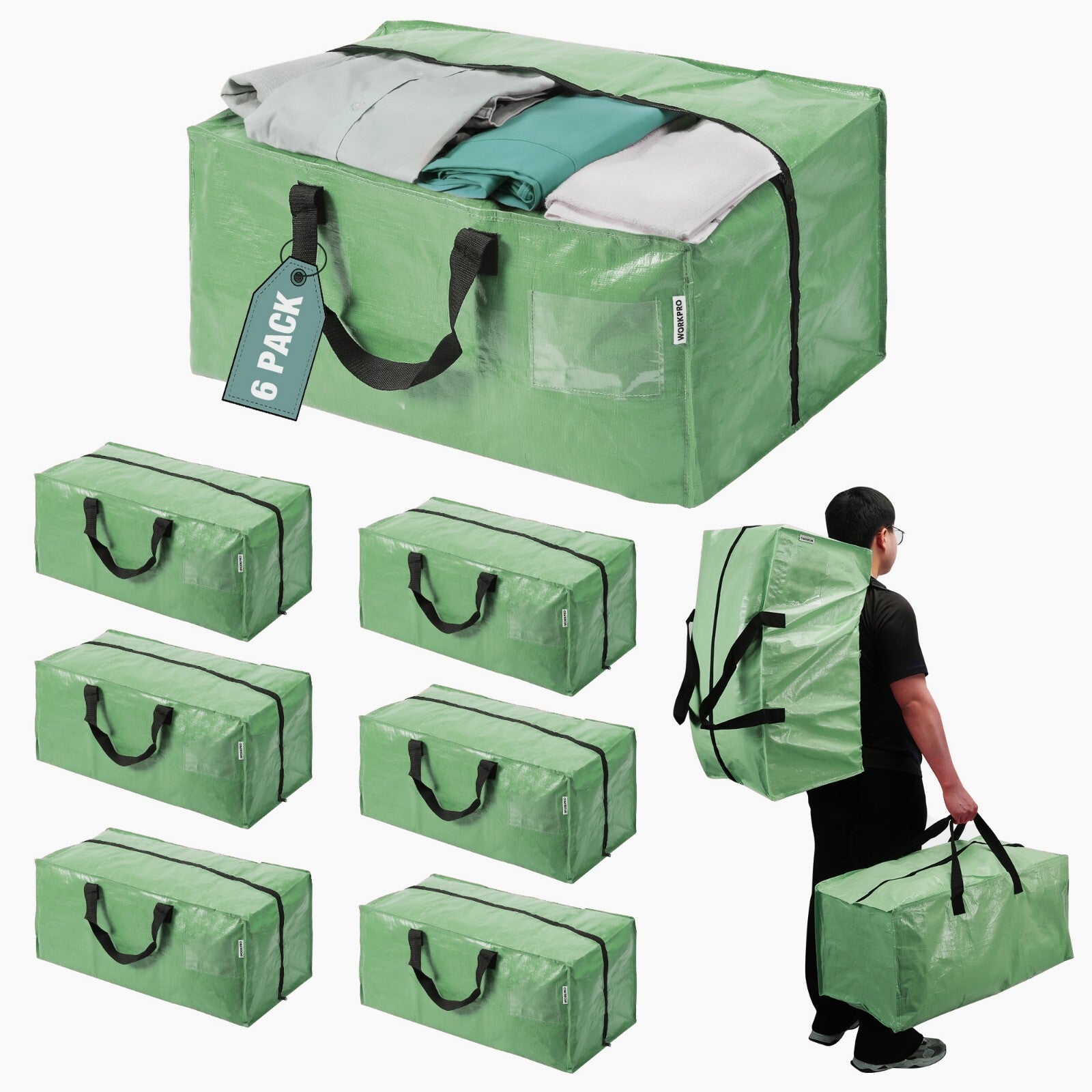 WORKPRO 6Pk Extra Large Moving Bags by WORKPRO