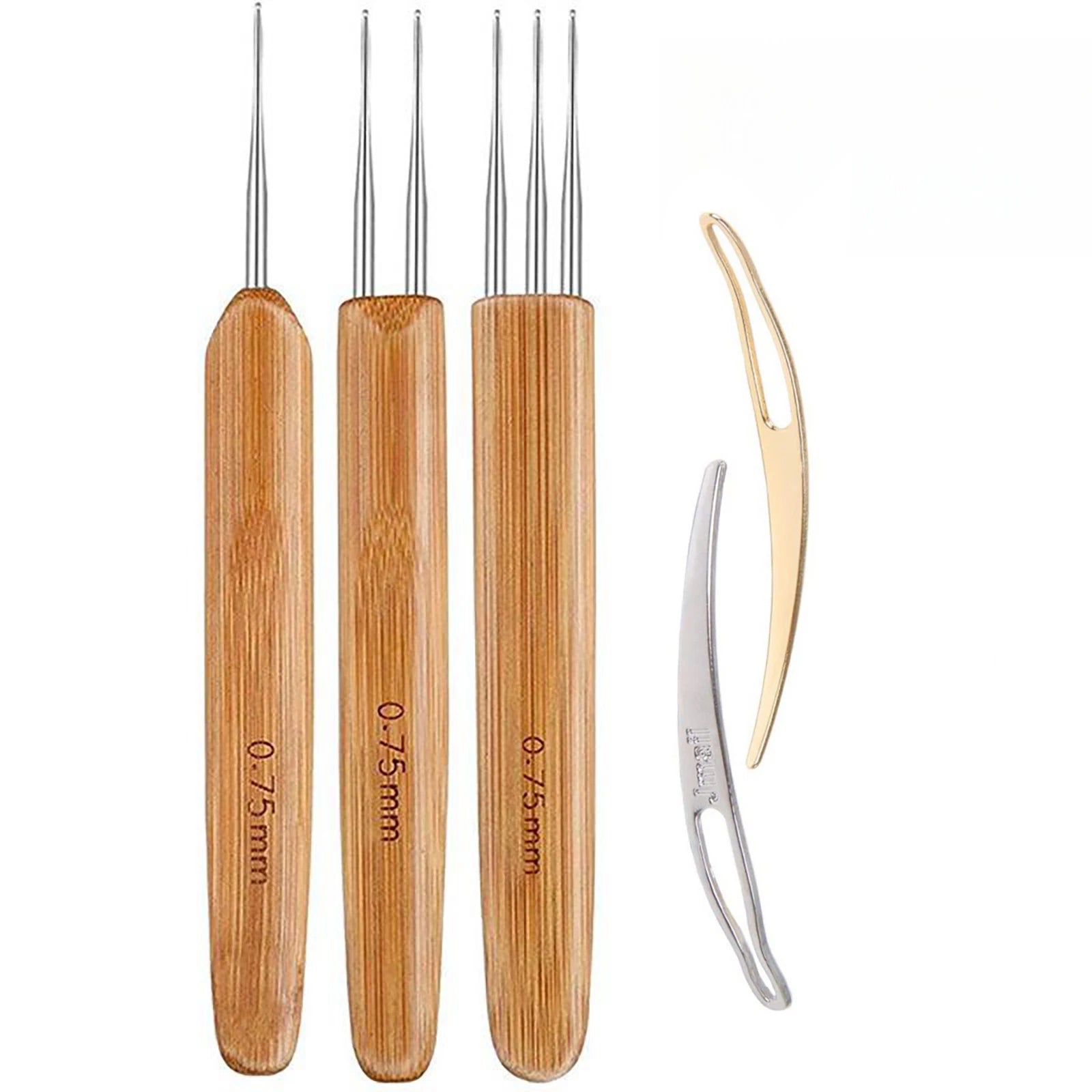 New 0.75mm Bamboo Handle Crochets Replacement Tool For Hair Making