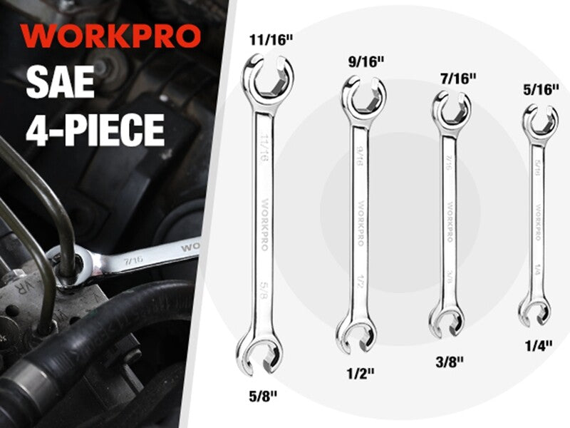 WORKPRO Flare Nut Wrench Set 4-Piece by WORKPRO