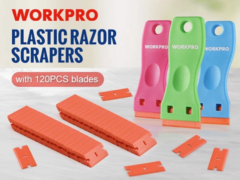 Workpro 3-piece Plastic Razor Blade Scraper With Plastic Razor Blades