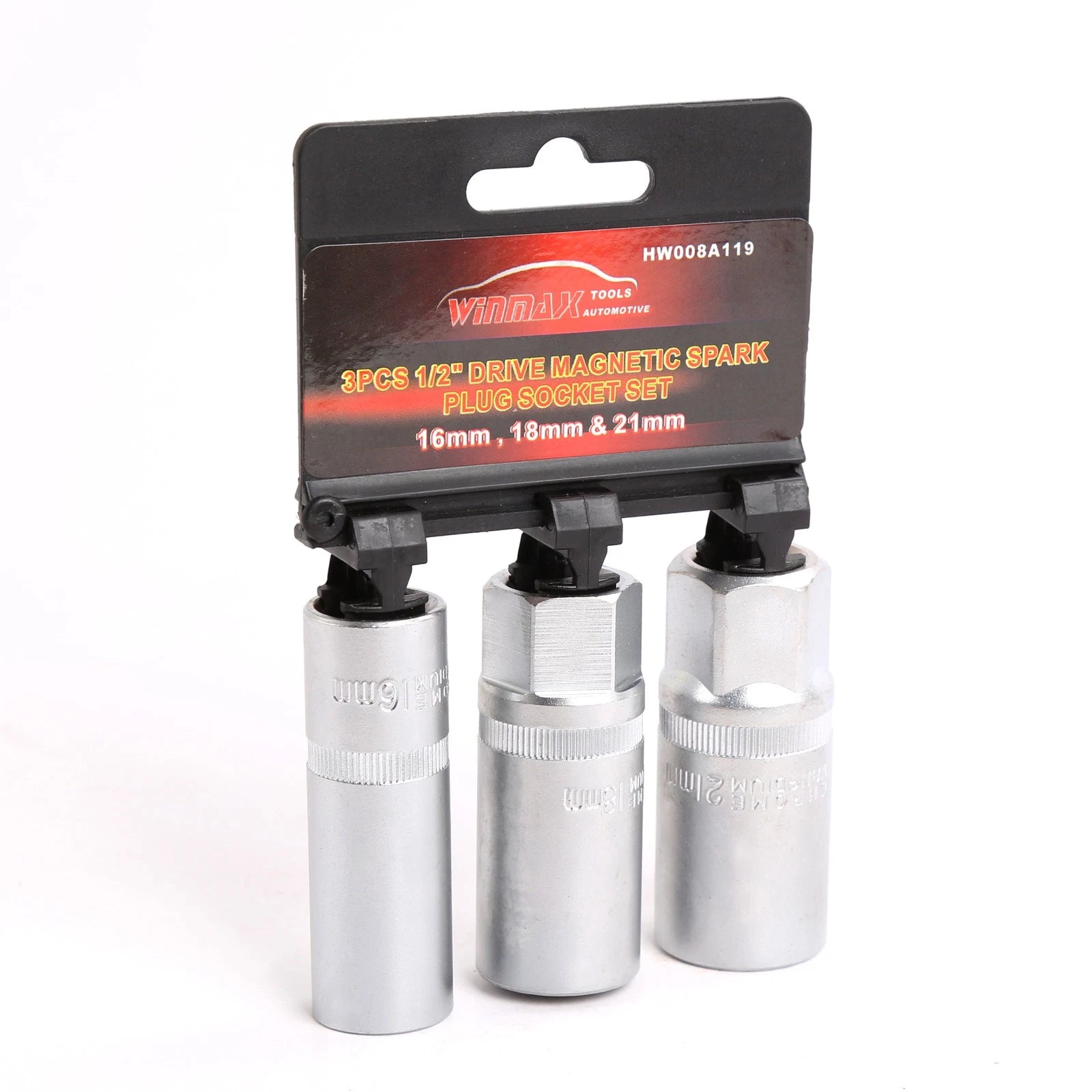 3pc 1/2" Dr Magnetic Spark Plug Socket Set Remove Installing Socket 16, 18, 21mm