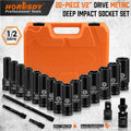 20PC Deep Socket Set Impact 1/2" Drive Extension Bars Flexible Adapter