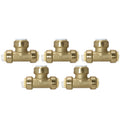 5 Pack 3/4" Push Fit PVC Tees