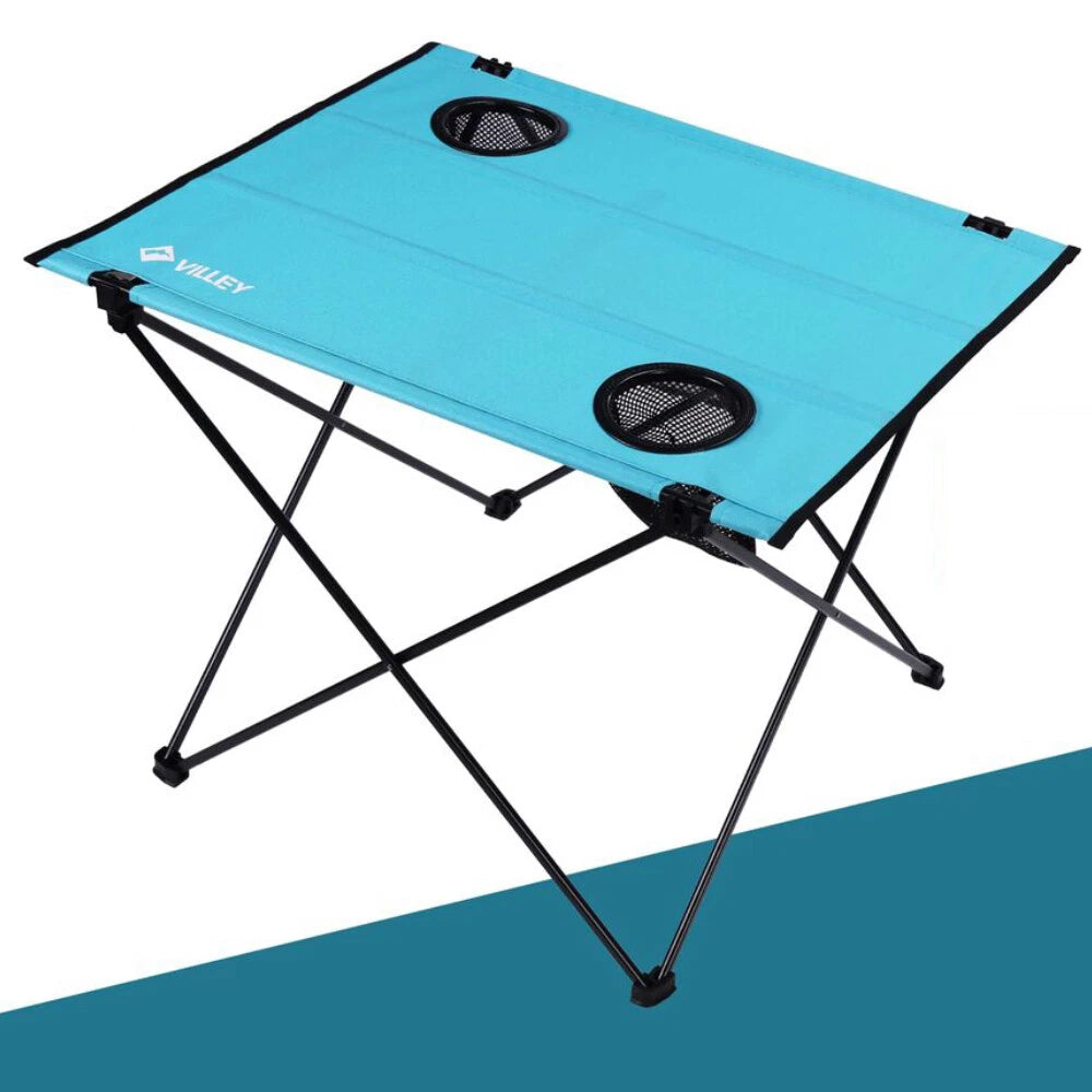 Villey Folding Camping Table W/2 Cup Holder Bag Lightweight Portable